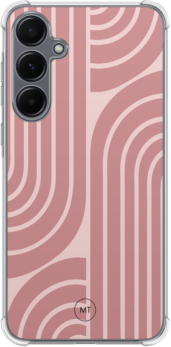 Hoesje (shockproof) geschikt voor Samsung Galaxy A55 - Blush shapes - Extra sterke case - TPU/polycarbonaat - Print - Roze, Transparant