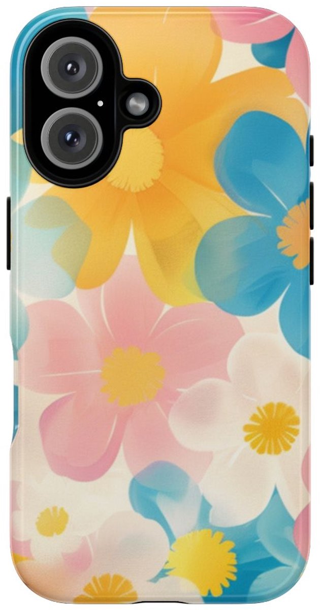 Vrolijk Pastel Bloemenpatroon – Telefoonhoesje Geschikt voor iPhone 16