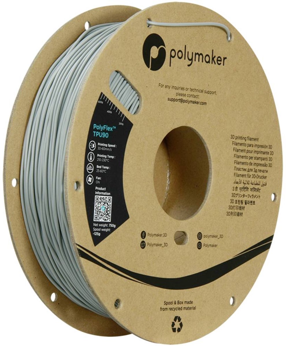 Polymaker PD02003 TPU90 Filament TPU Flexibel 1.75 mm 750 g Grijs PolyFlex™ 1 stuk(s)
