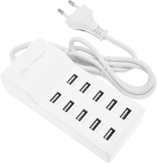 USB-laadstation 10-poorts Snellader - Snel Opladen - Automatische Detectietechnologie - Veiligheid Gegarandeerd - voor Meerdere Apparaten van Merkloos	 — afbeelding 3