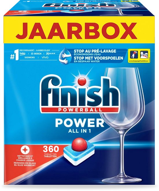 Finish Power All in One - 360 Capsules - Jaarbox - Jaarvolume - 8 x 45 Vaatwastabletten
