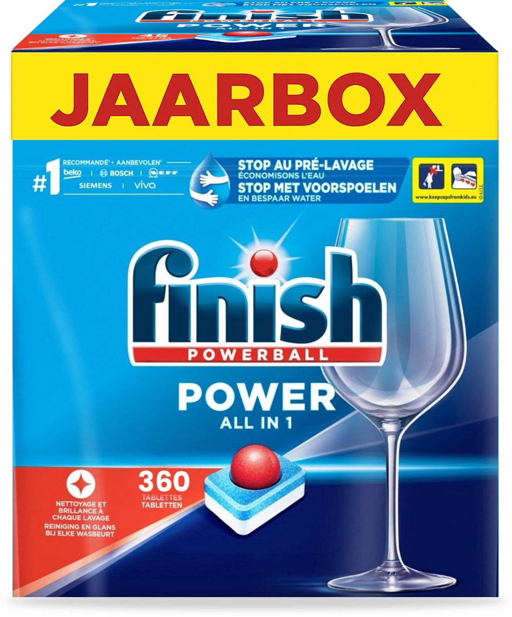Finish Power All in One - 360 Capsules - Jaarbox - Jaarvolume - 8 x 45 Vaatwastabletten