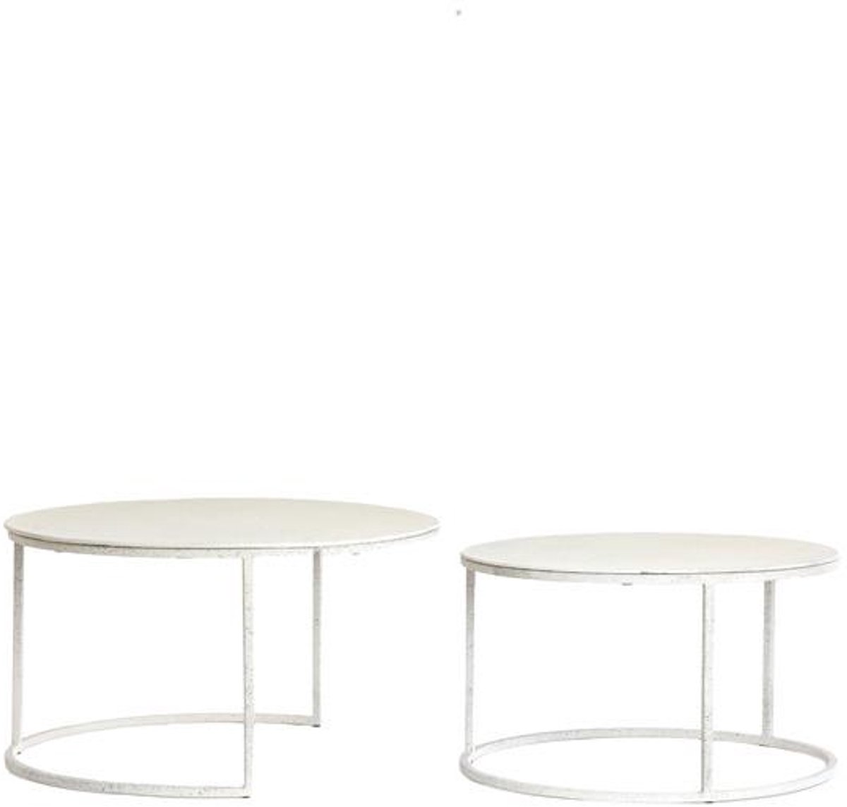 Light&living Salontafel S/2 Ø65x38+Ø75x42 cm SADAR wit+licht grijs gespik