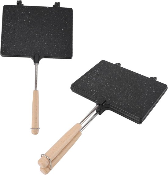 Dubbelzijdige Gegrilde Panini-maker - Sandwichmaker met Anti-aanbak Borden - Snel Ontbijtbooster - Gemakkelijke Carry voor Gezinsgebruik - Aluminiumlegering - Massief Hout - 23 X van Merkloos	 — afbeelding 4