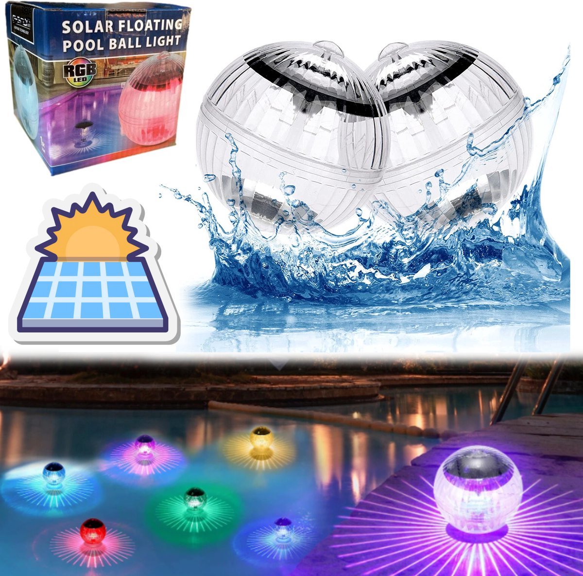 Zwembadlamp Verlichting op Zonne Energie – Solar Disco Lamp – Onderwater verlichting – Geschikt voor gebruik in zwembad Zwembadlamp Verlichting op Zonne Energie – Solar Disco Lamp – Onderwater verlichting – Geschikt voor gebruik in zwembad
