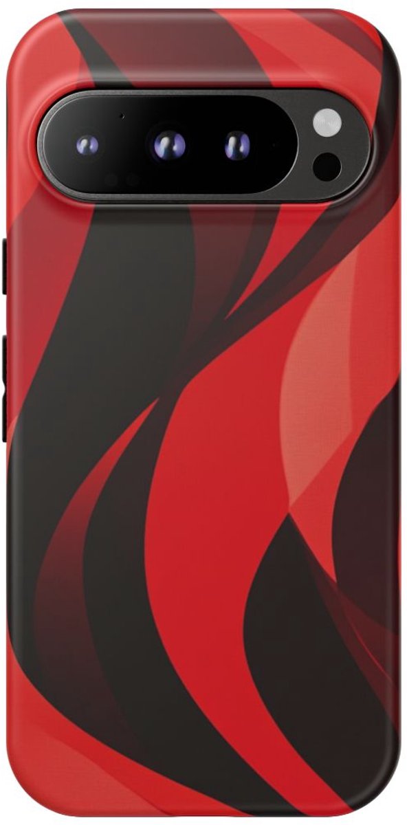 Modern Rood Golvenpatroon – Telefoonhoesje Geschikt voor Pixel 9 Pro