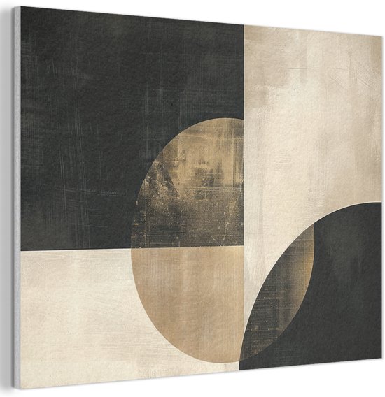 Akoestisch wandpaneel 40x30 cm - Vilt schilderij Abstract - Geometrische vormen - Zwart - Goud - Akoestische panelen - Geluidsdempende wanddecoratie - Geluidsisolatie woonkamer - Muurdecoratie geluidspanelen