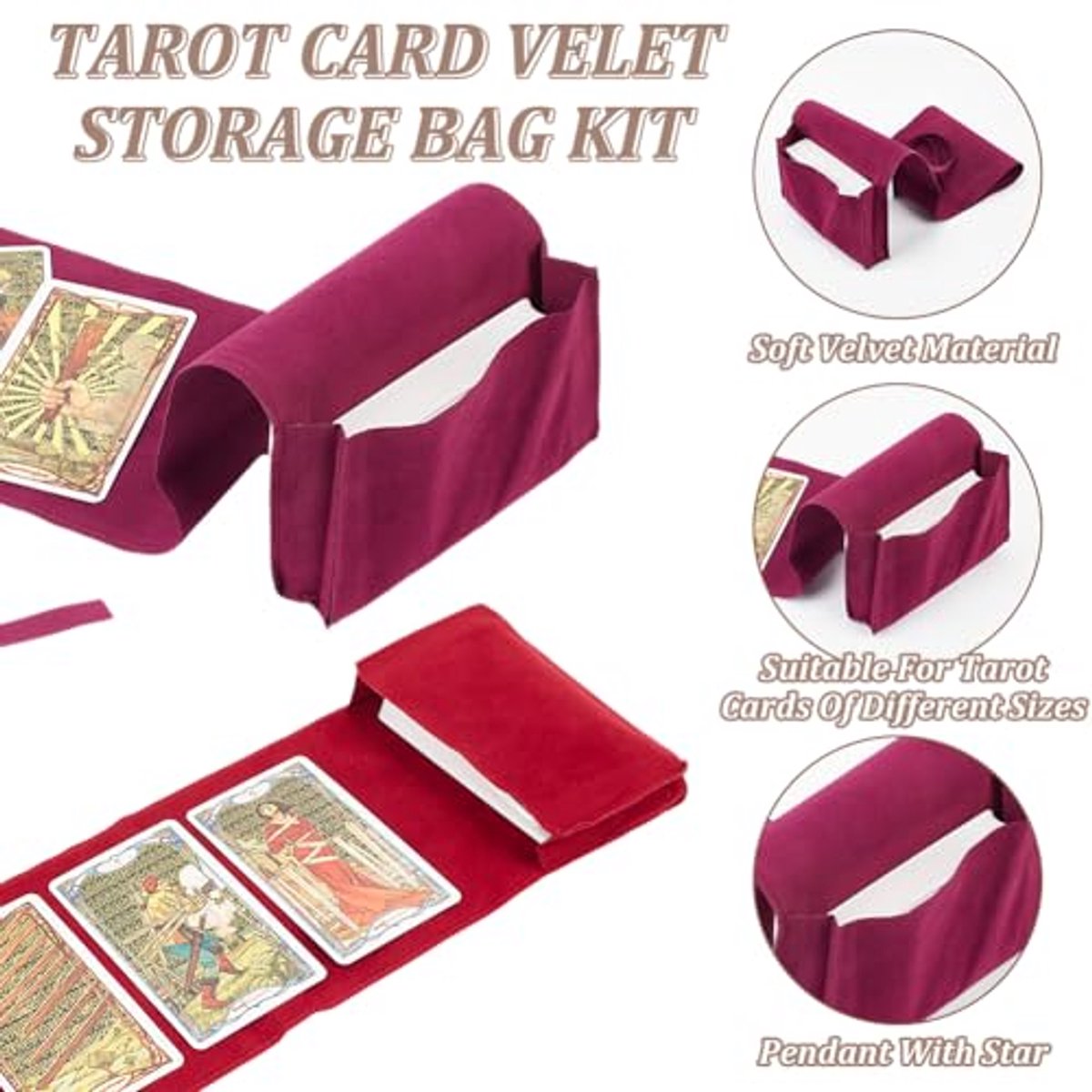 NBEADS 6 Stks 3 Kleuren Fluwelen Zakken met 6 Stks Tibetaanse Stijl Legering Hangers en Rune Dobbelstenen Wrap Pouch voor Oracle Decks