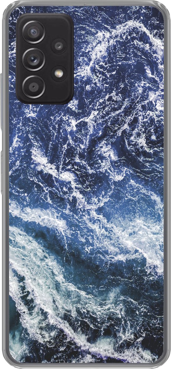 Telefoonhoesje Geschikt voor Samsung Galaxy A53 5G hoesje - Natuursteen - Zee - Marmer print - Siliconen Telefoonhoesje Telefoonhoesje