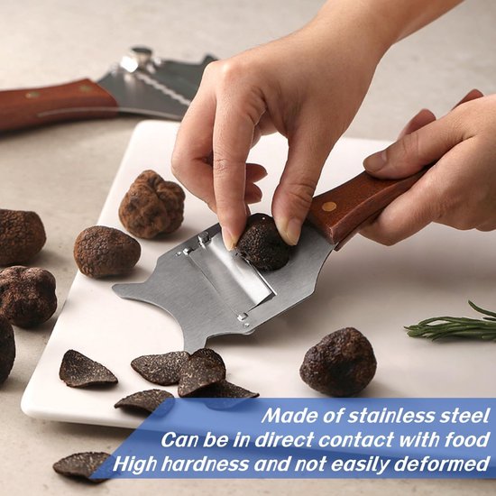 Truffelschaaf - Verstelbare Gourmethobel - RVS Truffelsnijder met Houten Handvat - Verstelbare Mes voor Truffels en Kaas van Merkloos	 — afbeelding 3