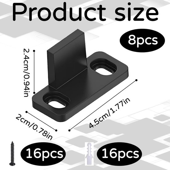 8 Pcs Sliding Door Guide - Bottom Floor Guide - Sliding Door Clip - Bypass Door - Cabinet Door - Sliding Cupboard - Zwart van Merkloos	 — afbeelding 5