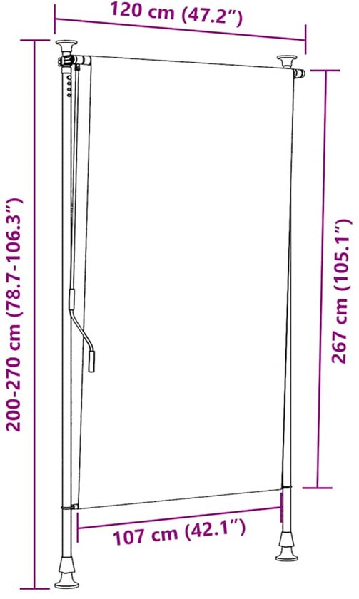 Store enrouleur d'extérieur vidaXL 120 x 270 cm Crème - Store enrouleur - Stores à rouleau - Protection solaire - Protection solaire