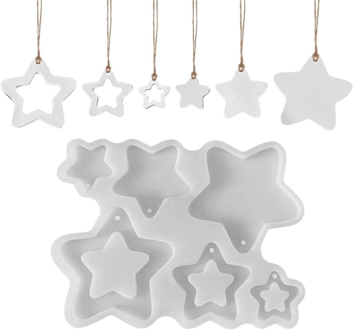 JGS Premium - Sterren siliconen gietvorm Kerst- en hanger vormen - DIY kerstdecoratie - Mini sterren - Gipsvormen - Handwerk - Creatieve kerstversiering