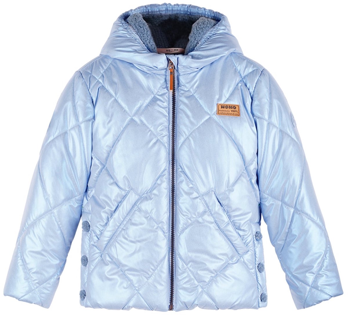 NONO - Button Hooded Short Winter Jacket blauw - Blauw - Maat 104