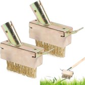 Inovra Plus - Voegenborstel en onkruidborstel voor tuin - 2 stuks, staalborstel met voegenkrabber en onkruidverwijderaar