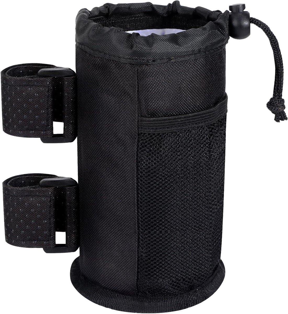 Inovra Plus - Zwarte flessenhouder voor fiets met netvak, ideaal voor waterfles en drank MTB racefietsen en rolstoel.