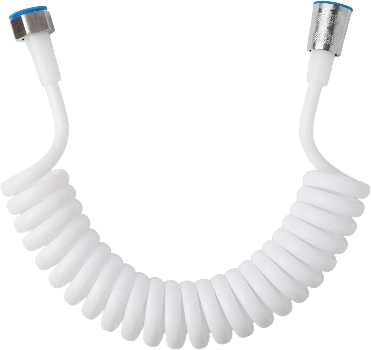 Allecto Plus - Flexibele doucheslang 3 meter wit - spiraalvormige waterslang - kraan bidet en handdouche - uitbreidbaar 43 cm tot 2.3 meter - hoogwaardig materiaal - snelle installatie