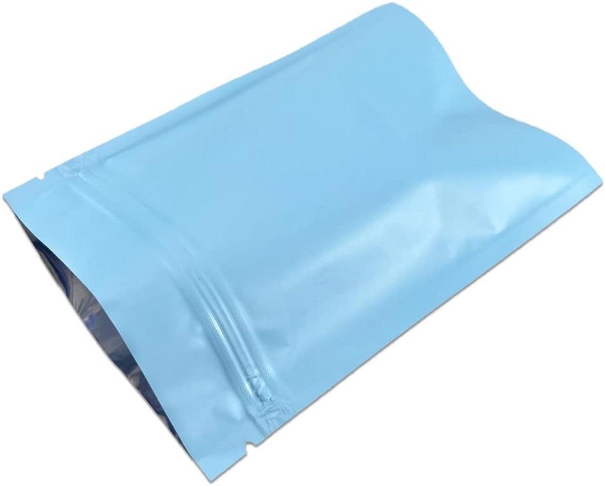 Allecto Plus - Matte aluminiumfolie verpakkingstassen (100 stuks) - Zelfdichtend - Voedselopslag - Geurbestendig - Mylar-zakjes - Mat blauw - 12 x 18 cm