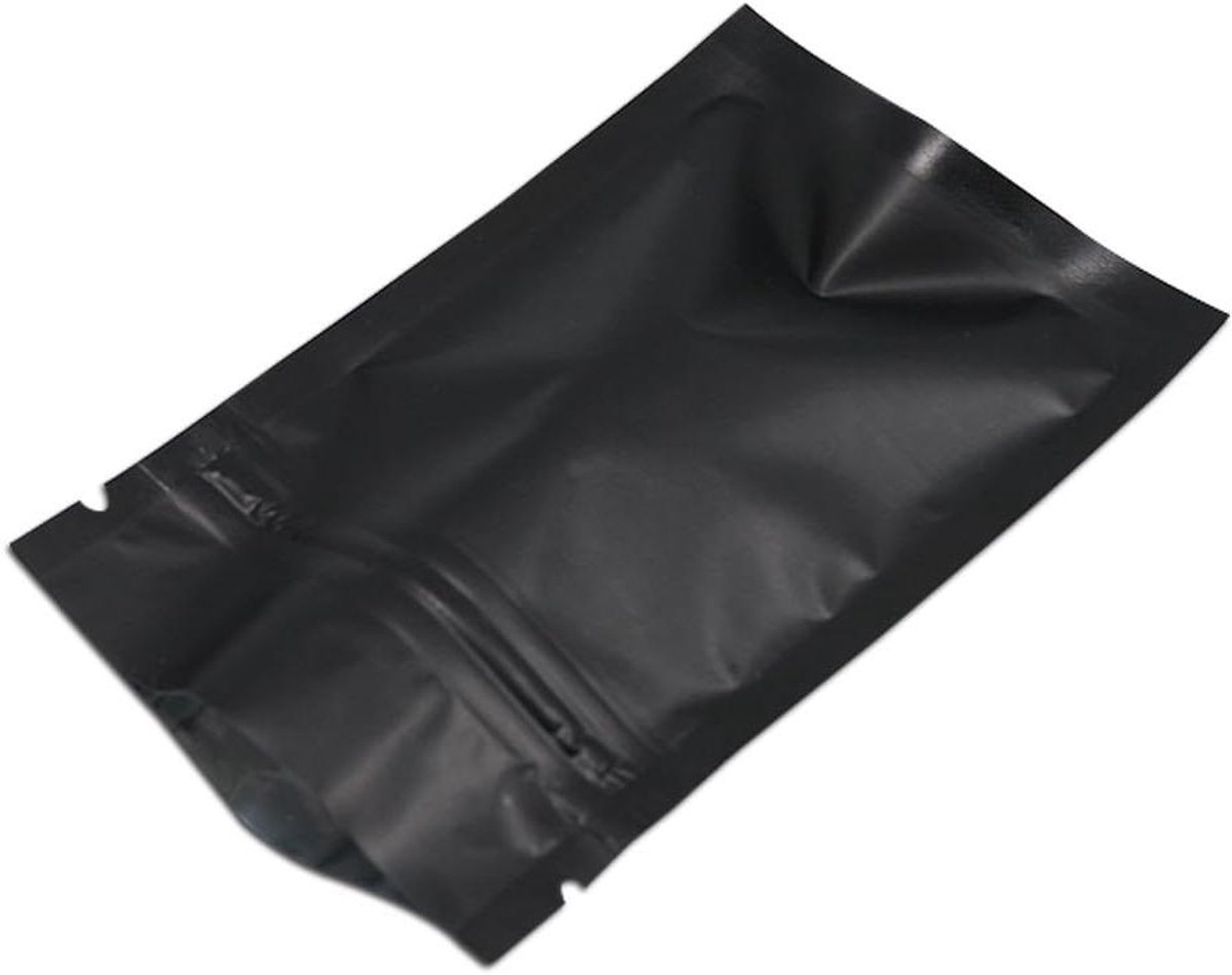 Allecto Plus - Matte Aluminiumfolie Verpakking met 100 Stuks - Zelfverzegelende Vlakke Zakken voor Voedselopslag - Geurdicht Mylar - Mat Zwart - 15x22cm