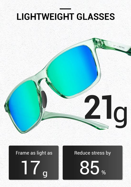SCVCN® S235-QTC-04 - Zonnebril Piloten - Gepolariseerd Wayfarer Classic Zonnebril - Rechthoekig - Bril Hipster| Vierkant Rechthoekige - Carnavalsbril - Festival bril - Retro Zonnebril - Zonnebril Dames & Heren - Wit Montuur - Blauw Spiegel Glazen — afbeelding 5