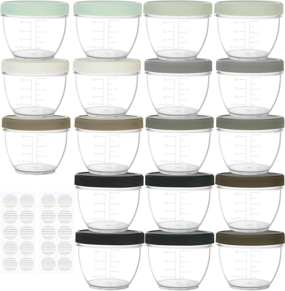 Image of 18-pack 120ML Herbruikbare Plastic Babyvoeding Opbergdoos - 9 Kleuren - (Urban) .