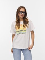 Vero Moda T-shirt Vmdina S/s Boat Neck Top Jrs Btq Ga 10329527 Snow White/rise And Shine Dames Maat - L