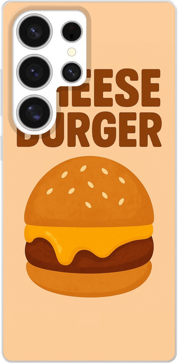 Telefoonhoesje Geschikt voor Samsung Galaxy S25 Ultra hoesje - Cheeseburger - Minimalistisch - Geel - Siliconen Telefoonhoesje Telefoonhoesje
