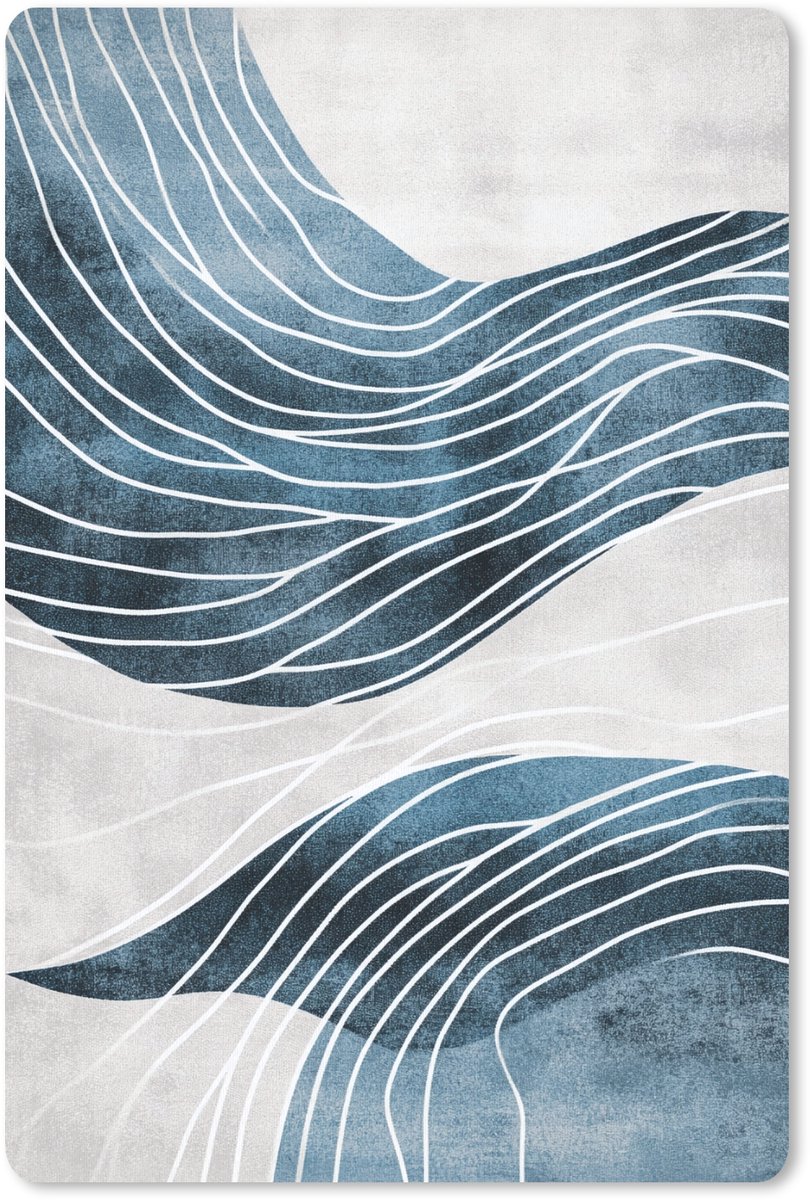 Muismat 18x27 cm - Mousepad Lijnen - Golven - Abstract - Blauw - Muismatten
