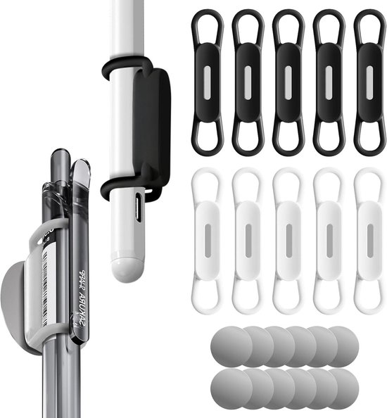 WALLFID Verpakking met 10 magnetische penhouders van siliconen, ideaal voor gelpennen of droog uitwisbare markers, compatibel met kantoor, koelkast, whiteboard (wit