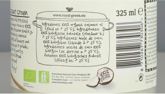 Crème de coco verte royale Ex Virg