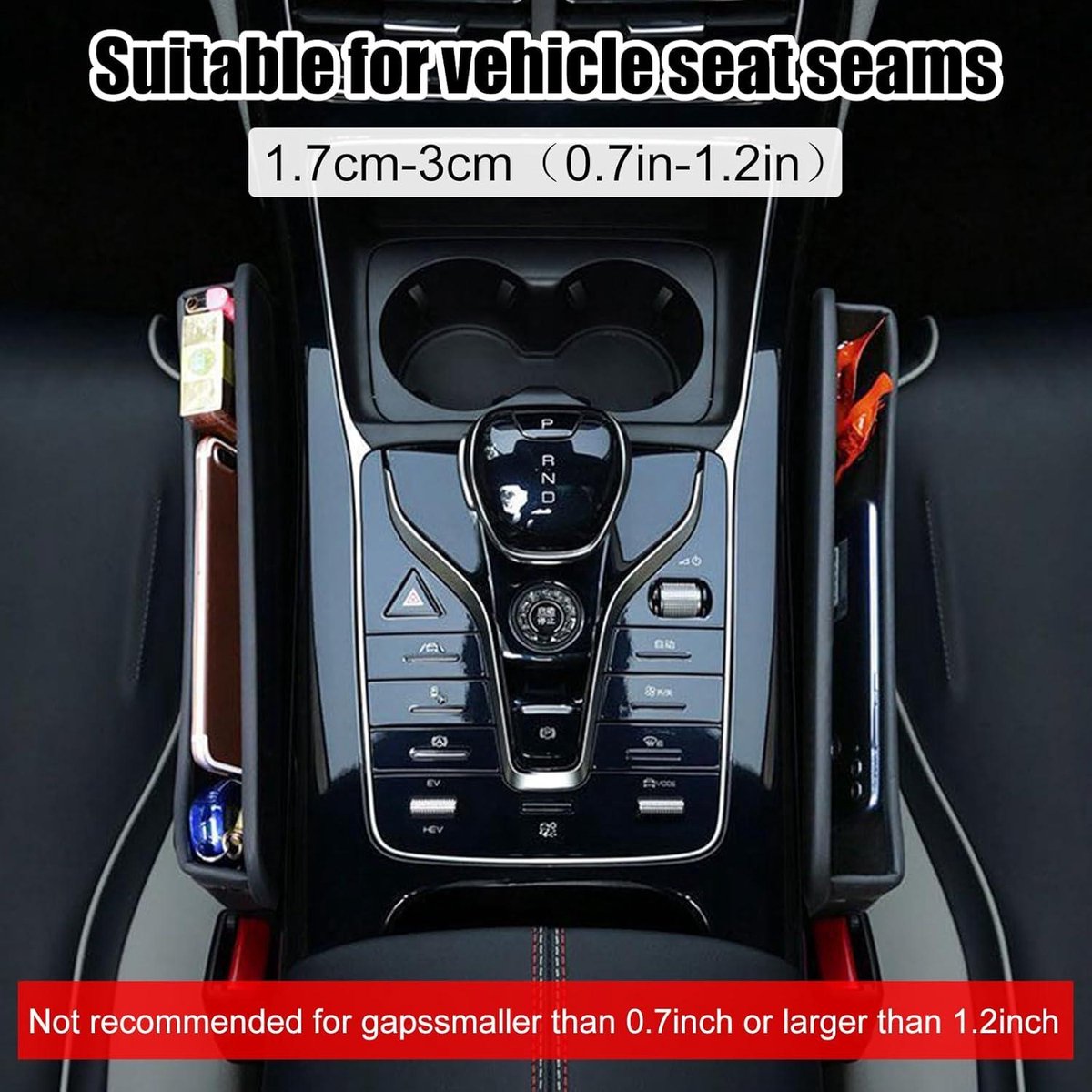 SSyang Multifunctionele Autostoel Gap Filler - 2 Stuks Lederen Console Opbergdoos voor Auto Accessoires, Interieur Telefoon en Portemonnee Organizer