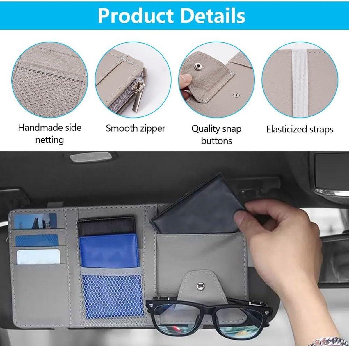 Auto Zonneklep Organizer Caddy Zwart PU-Leder - 31x15,5 Cm - Multifunctionele Opbergtas Voor Auto