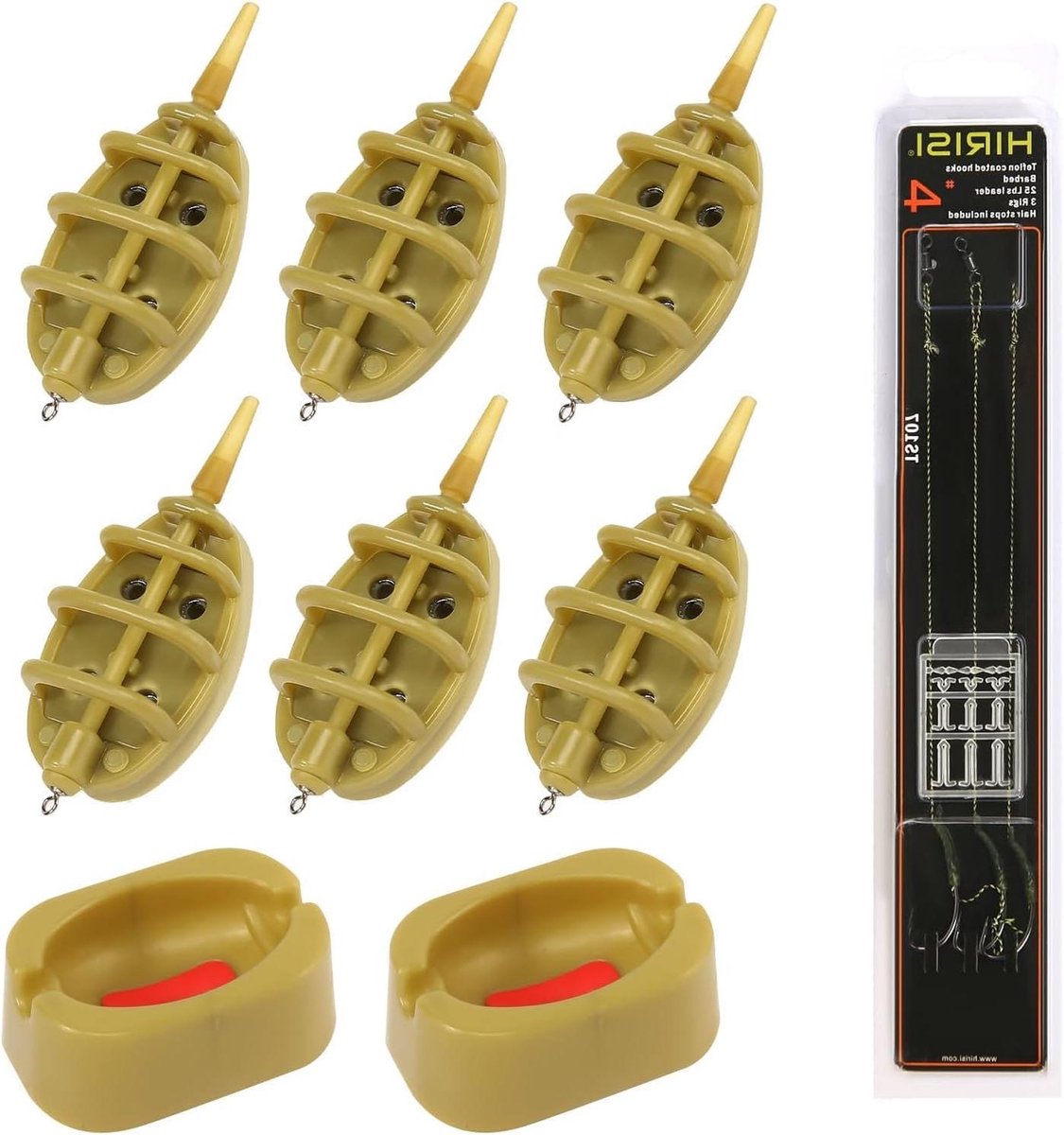 Allecto Plus - Hengelset voor karpervissen - Inline feeders - Platte method feeder - Kunststof - Vishaken - Accessoires - 15/20/30/40/50/60 g - 11 stuks