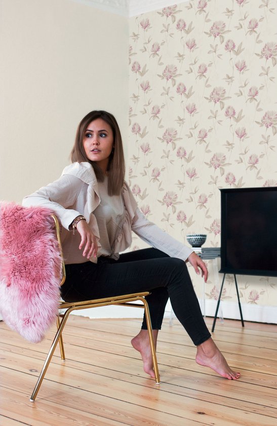 BEAU FOND D'ÉCRAN FLEURI - Lilas Métallisé Beige - AS Creation DESIGNDSCHUNGEL 2 by Laura Noltemeyer