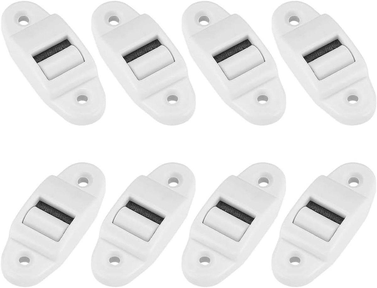 Allecto Plus - Pack van 8 gordijngengen met borstel en rol - 23 mm gordijngeleider voor rolluiken tot 23 mm breedte