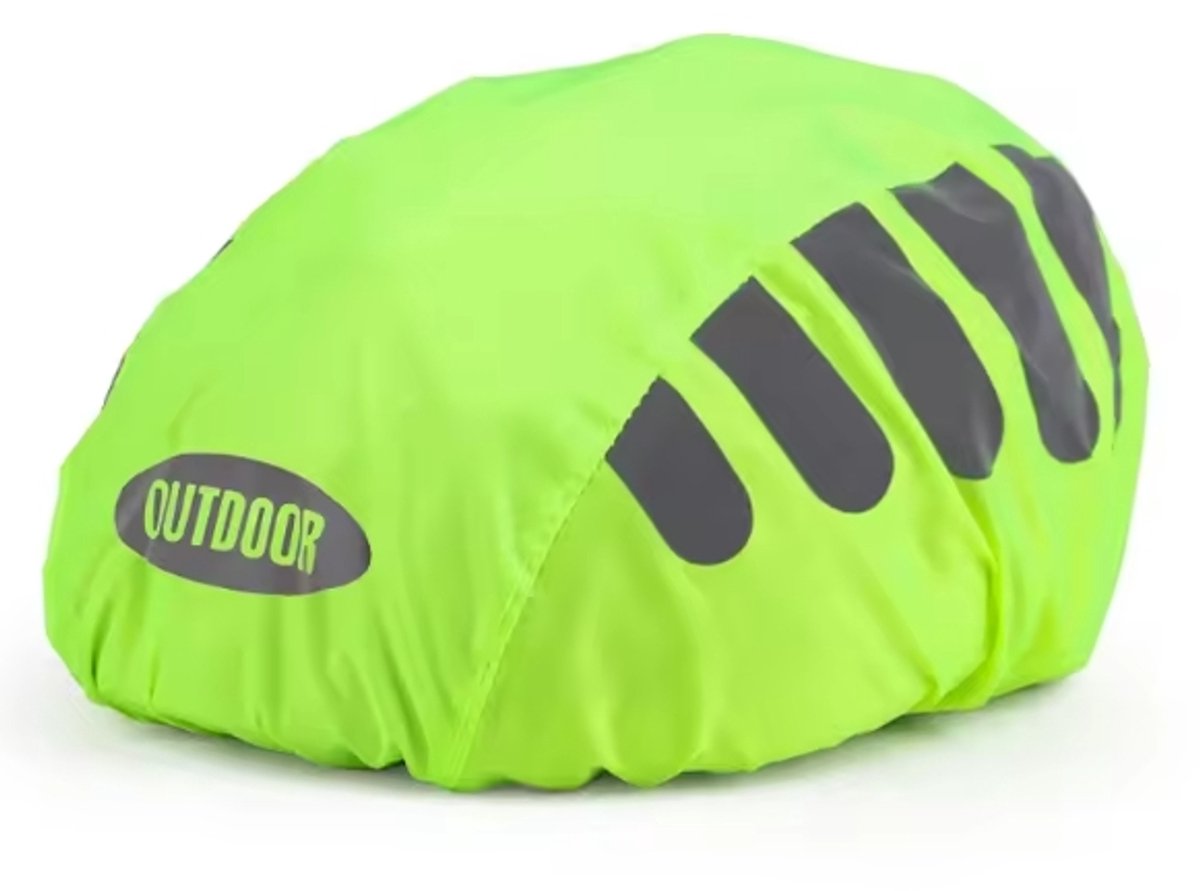 Actie4you® - Fietshelm Regenhoes - Helmhoes - Regenhoes Helm - Reflecterende Muts Voor Helm - Fietshelm Hoes - Waterdichte Fietshelm Cover -Verstelbaar - Reflecterende Strepen – Universeel - Groen