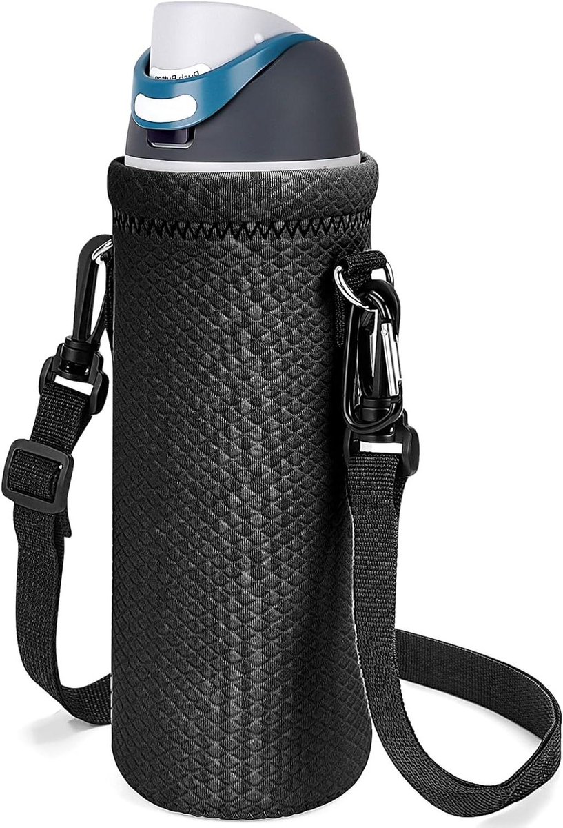 Allecto Plus - Neopreen Flessenhoes voor 40 oz geïsoleerde drinkfles - Zwart - Verstelbare Draagriem