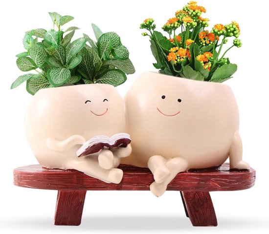 Bloempot met schattig gezicht, hars-vetplantenpot, plantenpot Bloempot met schattig gezicht, hars-vetplantenpot, plantenpot