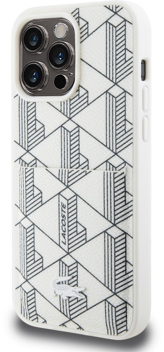 Lacoste Back cover - iPhone 15 Pro - Wit - Verstevigde hoeken - Matte grip