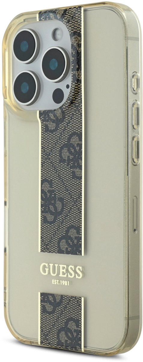 GUESS, Beschermhoes Geschikt voor Apple iPhone 16 Pro Max Bestand met 4G Patroon, Bruin