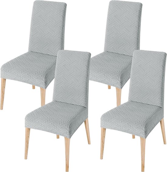 Lot de 4 housses de chaise de salle à manger - gris clair - extensibles - lavables