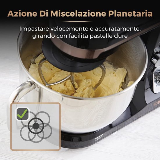 RFWR® 3-in-1 Stand Mixer 1000W met 6 Snelheden en Puls Instelling - Roze Goud van RFWR — afbeelding 3
