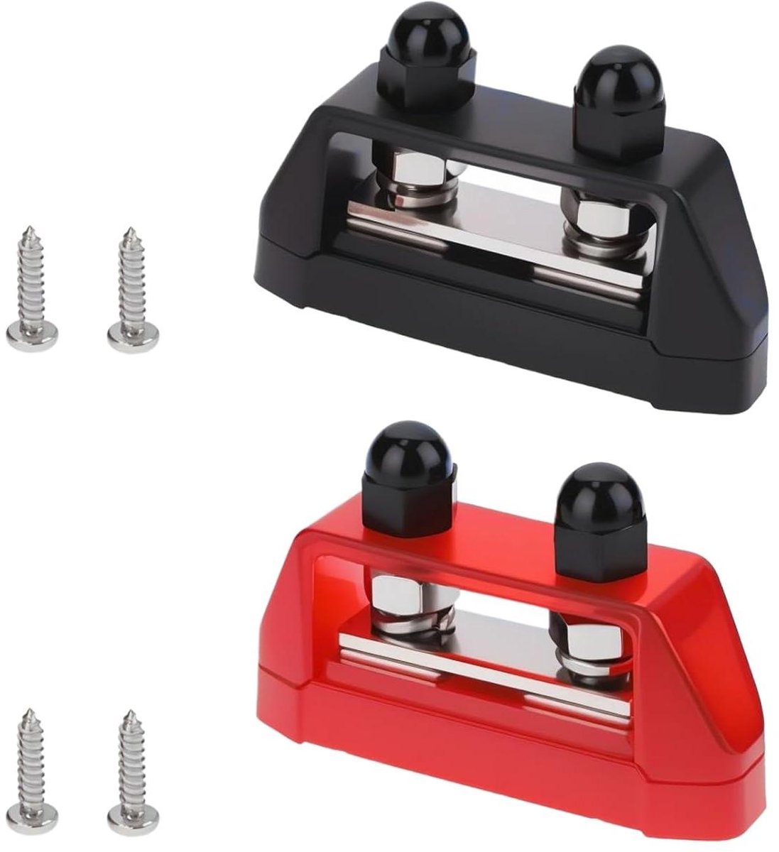 Allecto Plus - Stroomdistributie Blok met Dual Stud Bus Bars voor Auto Marine Boot - Rood en Zwart - 2 stuks