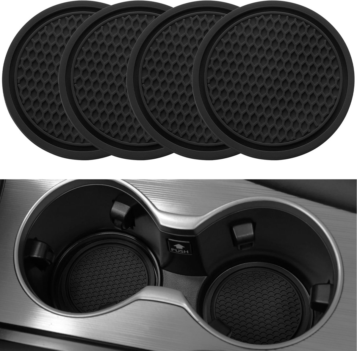 Antislip Onderzetters voor Bekerhouders - 4 Stuks - Zwart - Auto Accessoires