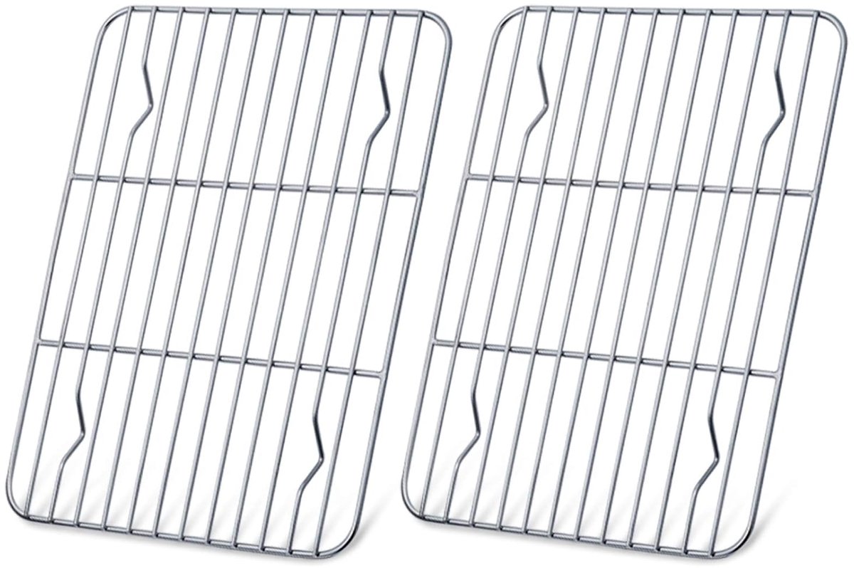 Roestvrijstalen Bakrooster - Voedselveilig - Set van 2 - 24,5 x 19 x 2 cm