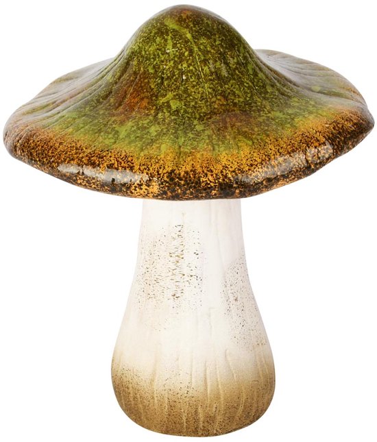 Dekoratief | Paddenstoel, groen/wit, keramiek, 16x16x18cm | A255195