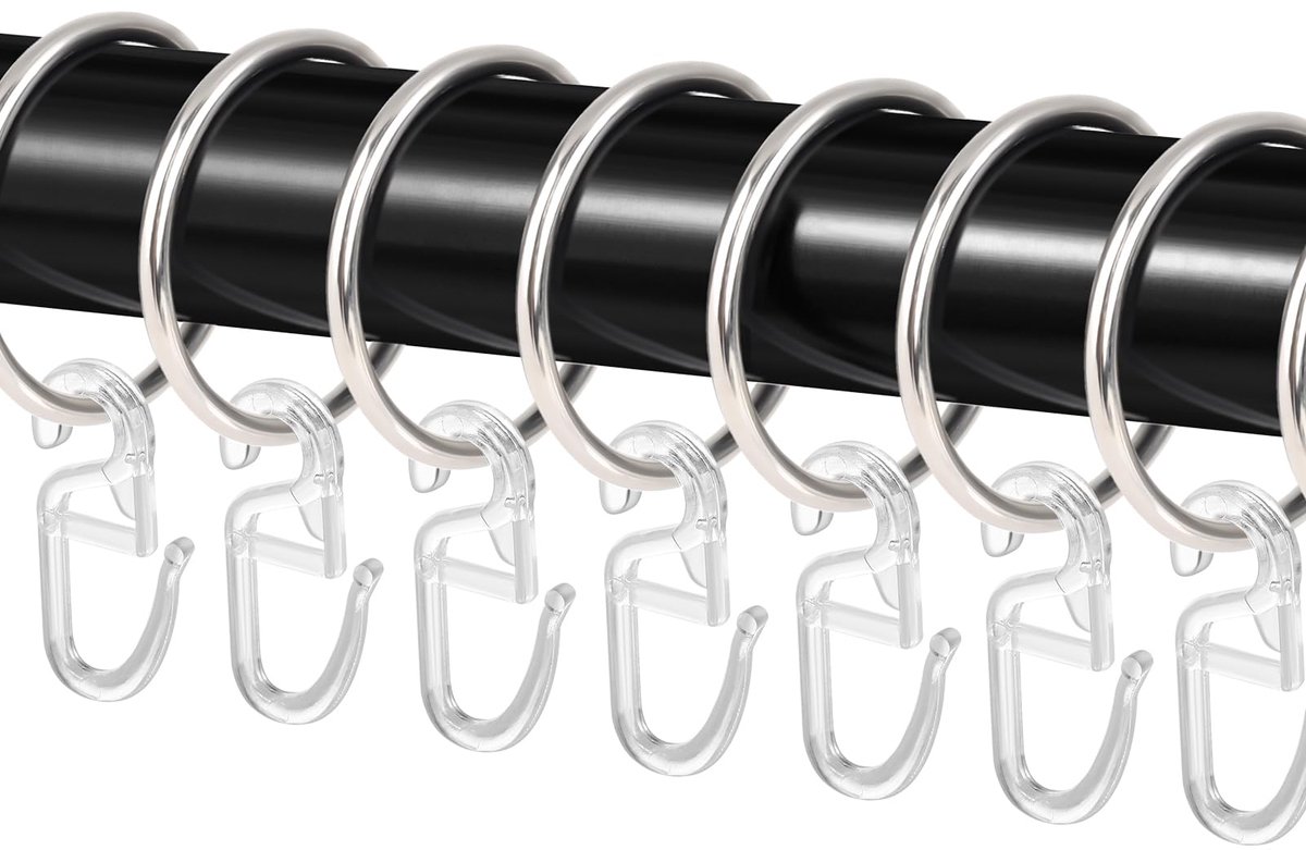 50 Stuks Metalen Gordijnringen met Haken - 32 mm Binnendiameter - voor Gordijnen & Douchegordijnen - Zilver