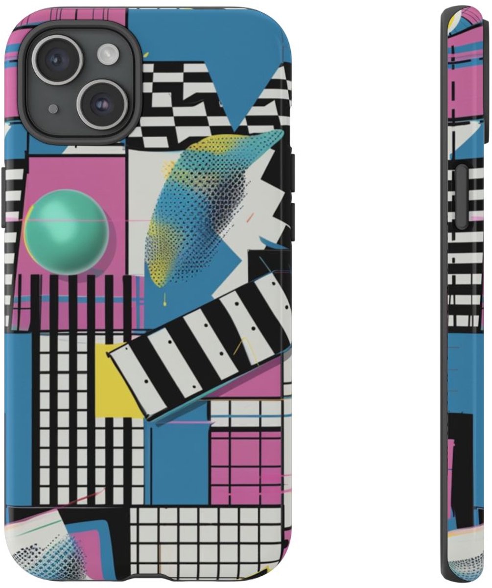 Kleurrijk Geometrisch Abstract Patroon – Telefoonhoesje Geschikt voor iPhone 15 Plus