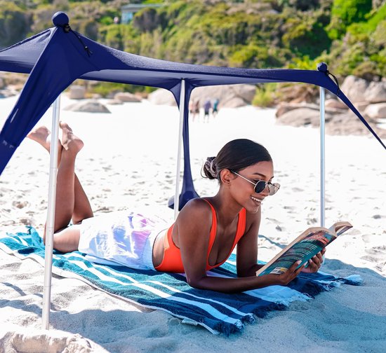 SUN NINJA mini strandtent uv bescherming - 120 x 80cm luifel - Zonnescherm met schep - Strand tent met UPF50+ bescherming - Zonbescherming - Turquoise — afbeelding 4