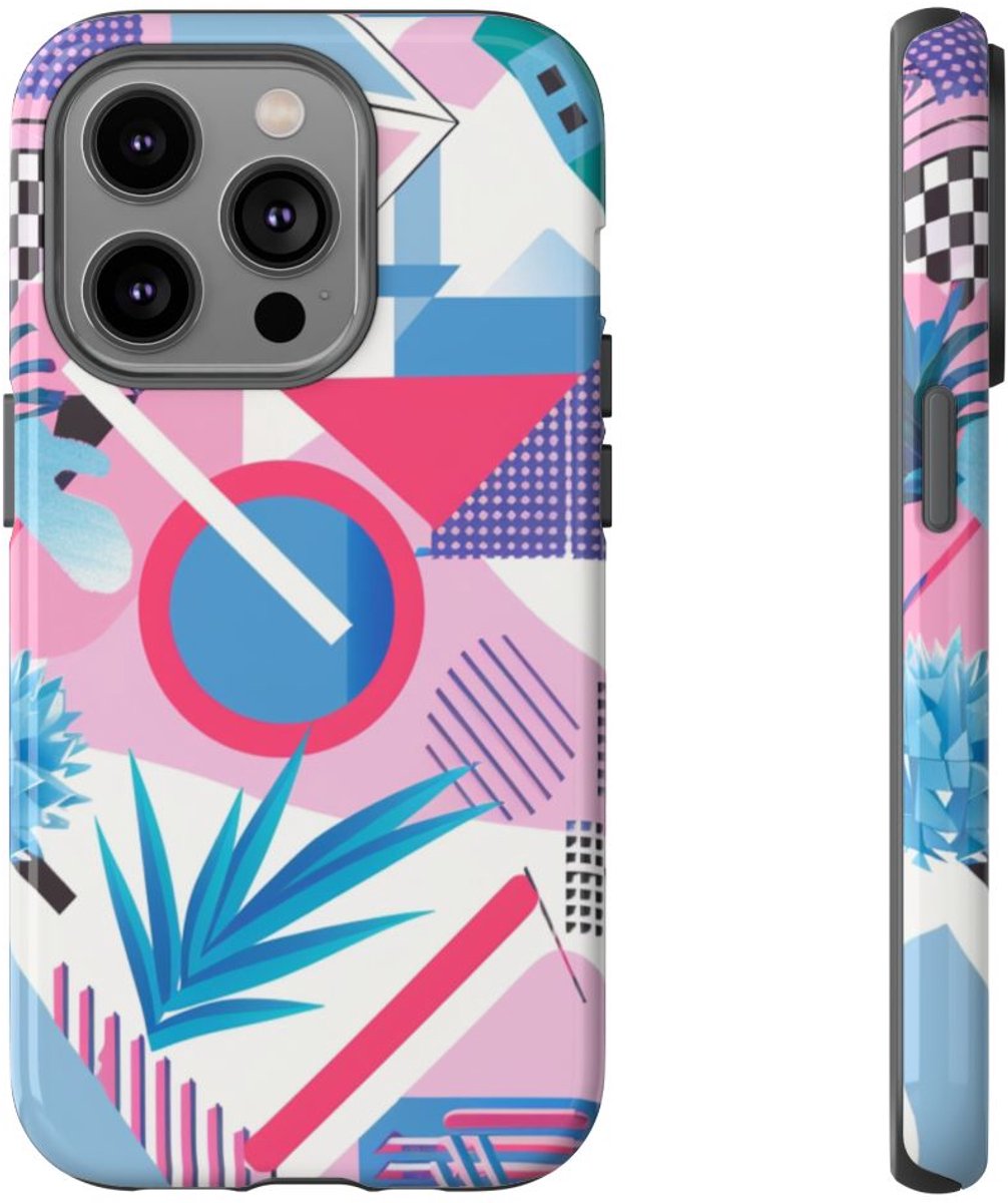 Kleurrijk Geometrisch Abstract Patroon – Telefoonhoesje Geschikt voor iPhone 14 Pro